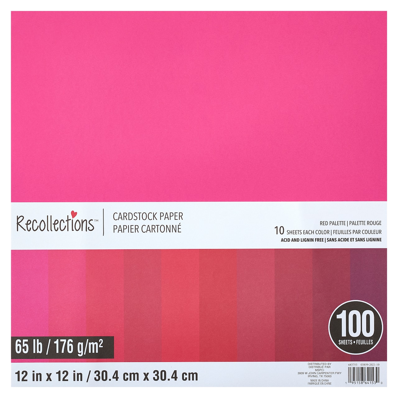 Red Palette 12" x 12" Cardstock Paper by Recollections™, 100 Sheets